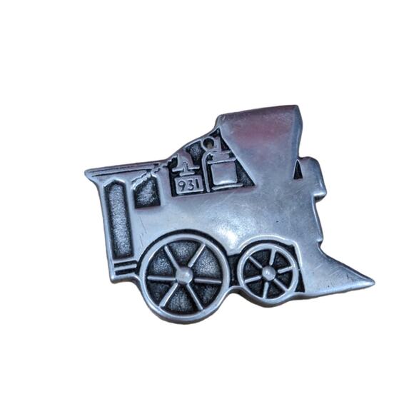 Pewter Christmas Train Ornament - Picture 1 of 2